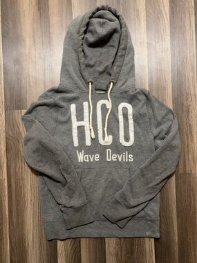 Vintage HOLLISTER HCO Wave Devils Mens Medium Gray Hoodie Pullover Sweatshirt
